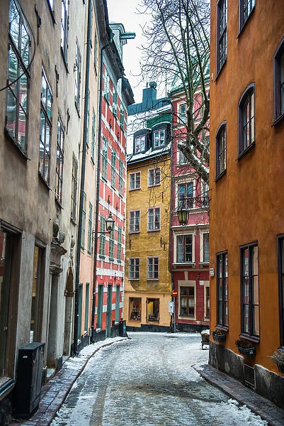 Little alleys in the old quarter of Gamla Stan in Stockholm, Sweden
