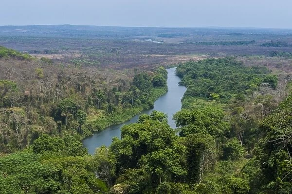 Lucala River flowing out from the Kalandula Falls, Malanje province, Angola, Africa