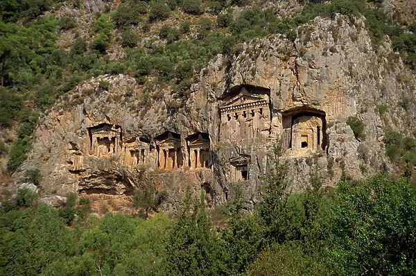 Lycian rock tombs, Dalyan, Anatolia, Turkey, Asia Minor, Eurasia