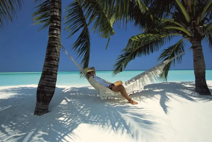 Framed Print : Man Relaxing on a Beachside Hammock Print, Maldives Framed Print : Man Relaxing on a Beachside Hammock Print, Maldives