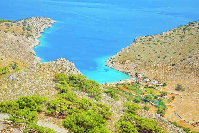 Framed Print : Marathounta Beach Print, Symi Island Landscape Framed Print : Marathounta Beach Print, Symi Island Landscape