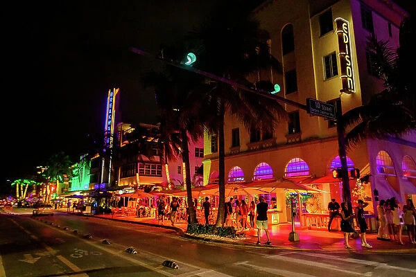 Miami streets at night, Miami, Florida, United States of America, North America
