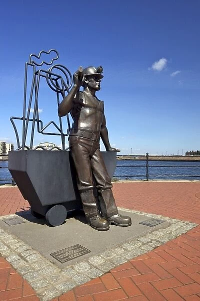 Miners Statue, Roath Basin, Cardiff Bay, Cardiff, South Glamorgan, South Wales