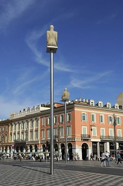 Modern sculptures in Place Massena, Nice, Alpes Maritimes, Provence, Cote d Azur