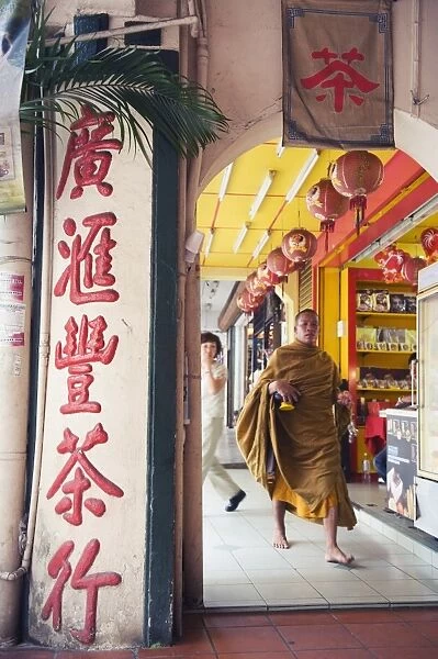 Monk in Chinatown, Kuala Lumpur, Malaysia, Southeast Asia, Asia