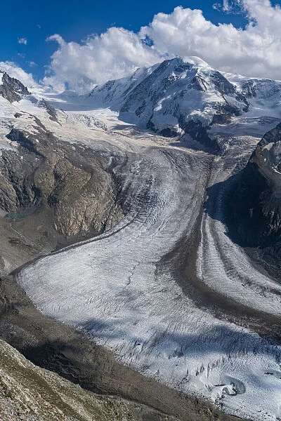 Mountains and Glacier on the Pennine Alps, Gornergrat, Zermatt, Valais, Switzerland