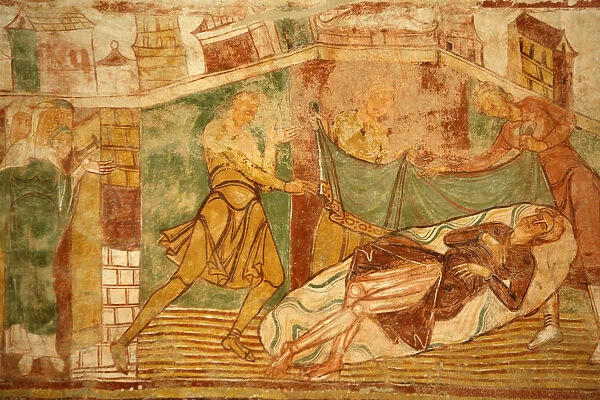 Nave vault painting of Old Testament scene involving Noah