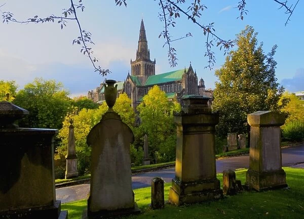 The Necropolis, view towards The Cathedral of St. Mungo, Glasgow, Scotland, United Kingdom