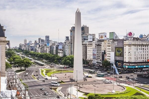 Obelisco and Avenida 9 de Julio (9 July Avenue), Buenos Aires, Argentina, South America