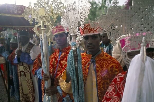 Palm Sunday procession, Axoum (Axum) (Aksum), Tigre region, Ethiopia, Africa