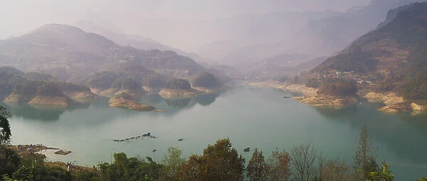 Panorama of Shiqiao Lake of the Wulong Karst geological park, UNESCO World Heritage Site