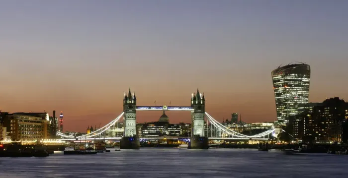 Framed Print : Panoramic Print of London at Dusk Framed Print : Panoramic Print of London at Dusk