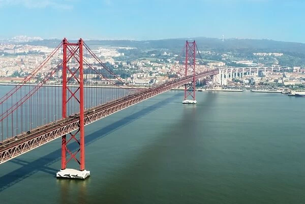 Ponte 25 de Abril (25th of April Bridge) over the Tagus River, Lisbon, Portugal, Europe