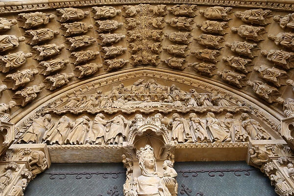 Portal of the Virgin dating from the 13th century, Metz Cathedral, Metz, Lorraine, France