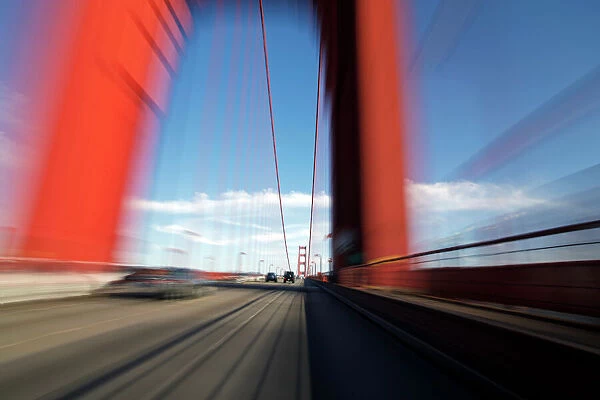 POV driving across the Golden Gate Bridge, California, United States of America, North America