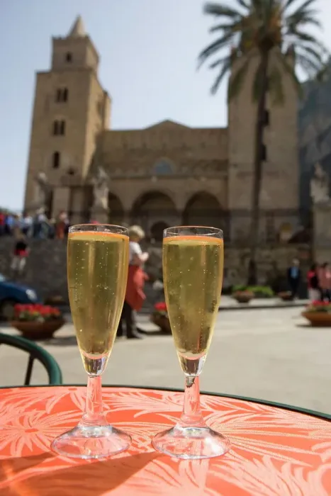 Framed Print : Prosecco Print on Cafe Table Framed Print : Prosecco Print on Cafe Table