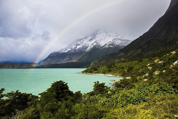 Rainbow at Nordenskjold Lake, Torres del Paine National Park, Patagonia, Chile, South