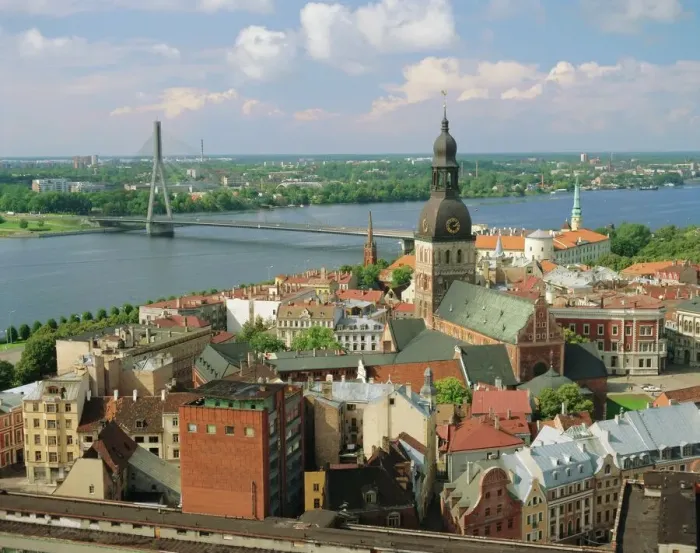 Framed Print : Riga Cityscape Print along Daugava River Framed Print : Riga Cityscape Print along Daugava River