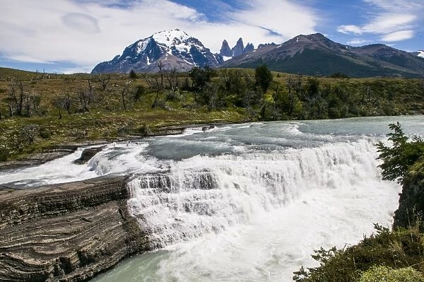 Rio Paine waterfalls in the Torres del Paine National Park, Patagonia, Chile, South America