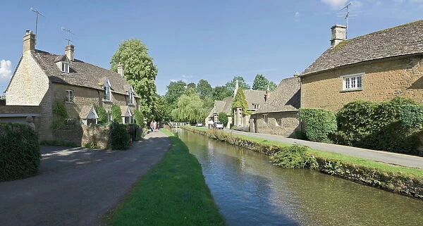 River Eye and Lower Slaughter village, Gloucestershire, The Cotswolds, England