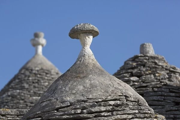Roofs of traditional trullos (trulli) in Alberobello, UNESCO World Heritage Site, Puglia, Italy, Europe