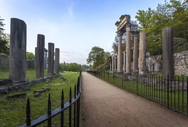 The Ruins, originally from Leptis Magna, a Roman town near Tripoli, Virgina Water, Surrey, England, UK, Europe