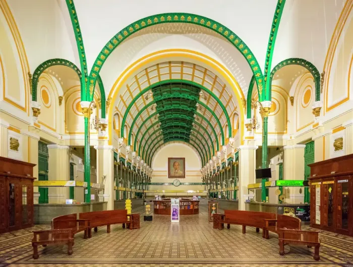 Framed Print : Saigon Central Post Office Interior Nighttime Print Framed Print : Saigon Central Post Office Interior Nighttime Print
