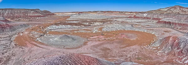 Salt covered hills of Bentonite in the Petrified Forest National Park along the Blue