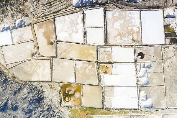 Salt tanks from above, Lake Afrera (Lake Afdera), Danakil Depression, Afar Region