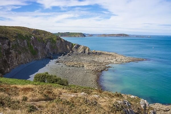 Seascape and rocky coast, Mianard Point, Plouezec near Saint Quay Portrieux, Cotes d Armor