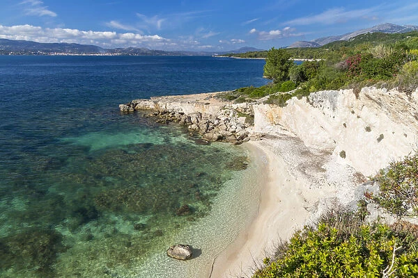 Secluded beach near Argostoli, Kefalonia, Ionian Islands, Greek Islands, Greece, Europe