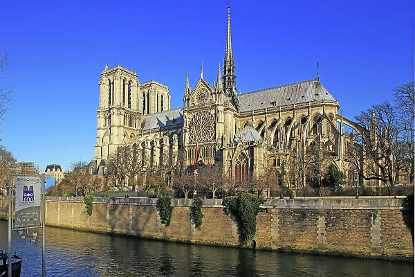 Seine River with Notre Dame Cathedral, UNESCO World Heritage Site, Paris, Ile de France