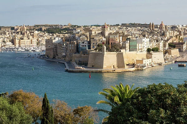 Senglea, one of the Three Cities, and the Grand Harbour in Valletta, UNESCO World Heritage Site