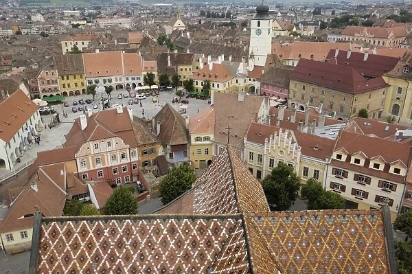 Sibiu from the Evangelical Cathedral, Sibiu, Transylvania, Romania, Europe