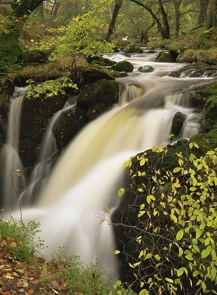 Small waterfall on Aira river, Ullswater, Cumbria, England, United Kingdom, Europe