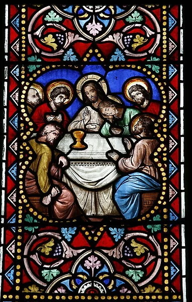 Stained glass window of the Last Supper, Saint-Samson cathedra, Dol-de-Bretagne