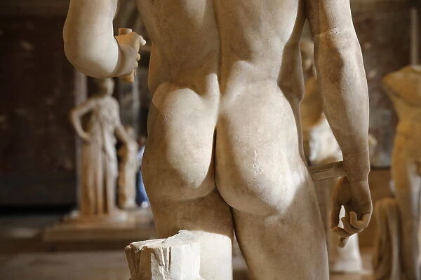 Detail of a statue in the Louvre Museum, Paris, France, Europe