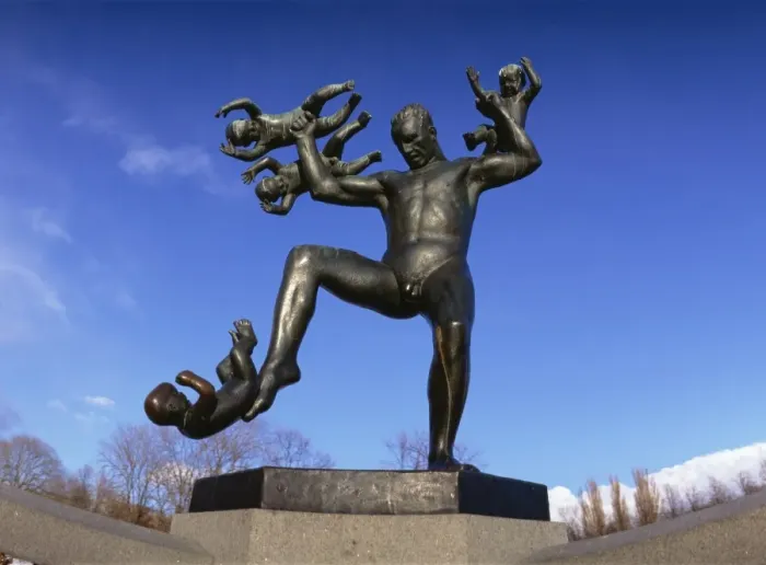Framed Print : Statue of a Man and Babies Print Framed Print : Statue of a Man and Babies Print