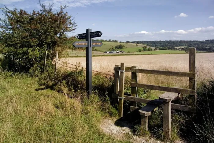 Framed Print : Stile on Ridgeway Path Print Framed Print : Stile on Ridgeway Path Print