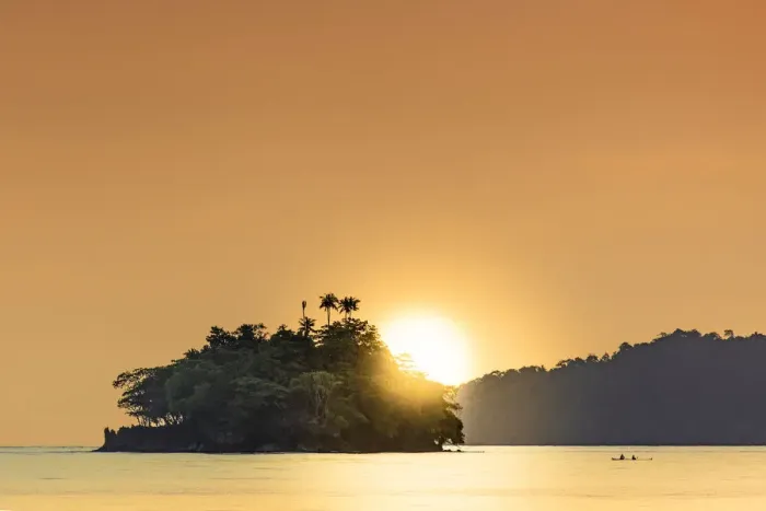 Framed Print : The Sun Setting Behind Islets Print