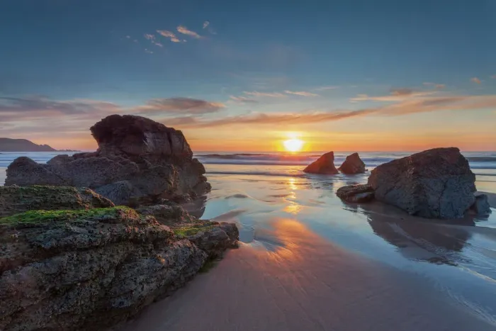 Framed Print : Sun setting over Sango Bay beach Print Framed Print : Sun setting over Sango Bay beach Print