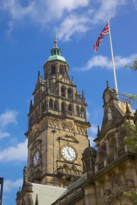 Framed Print : Sheffield Town Hall Clocktower Print with Union Jack Framed Print : Sheffield Town Hall Clocktower Print with Union Jack