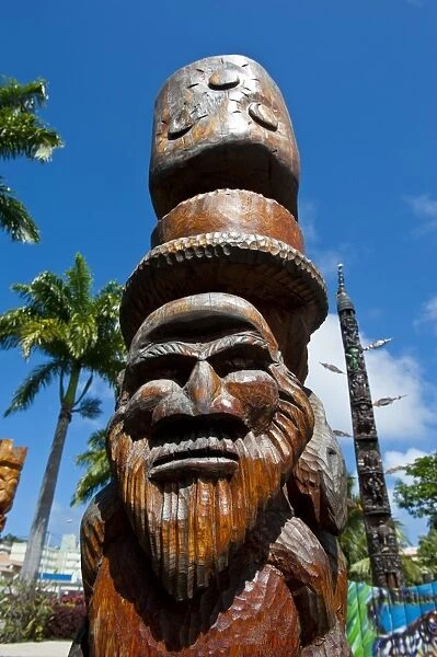 Traditional wood carving in Noumea, New Caledonia, Melanesia, South Pacific, Pacific