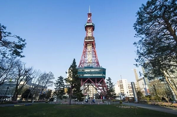 TV tower in downtown Sapporo, Odori Park, Hokkaido, Japan, Asia