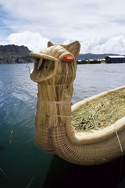 Typical reed boat made by Uros people