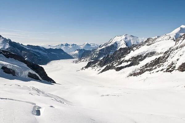 View of the Aletsch glacier from Jungfraujoch, Jungfrau Region, Switzerland, Europe