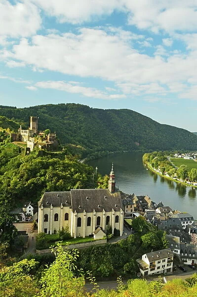 View of Beilstein, Castle Metternich and Moselle River (Mosel), Rhineland-Palatinate, Germany, Europe