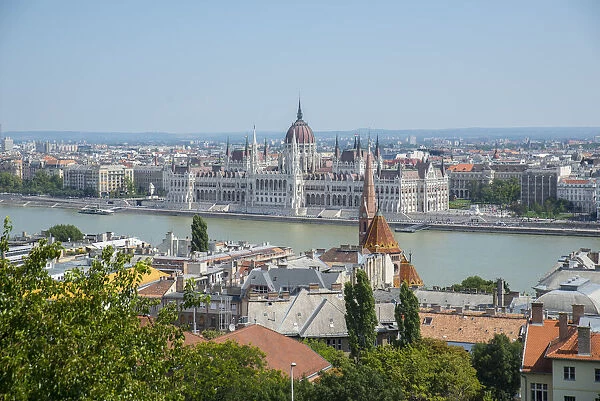 View of Budapest, River Danube and Parliament Buildings from Castle Hill