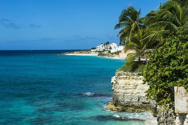 View over the cliffs of Mullet Bay, Sint Maarten, West Indies, Caribbean, Central America