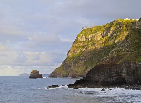 View of the cliffs near the Ponta de Sao Jorge, Madeira, Portugal, Atlantic Ocean, Europe